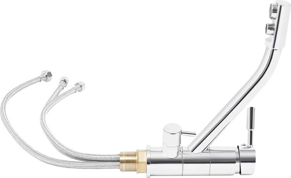 Miscelatore per lavello, design 3 in 1, struttura in ottone resistente, argento