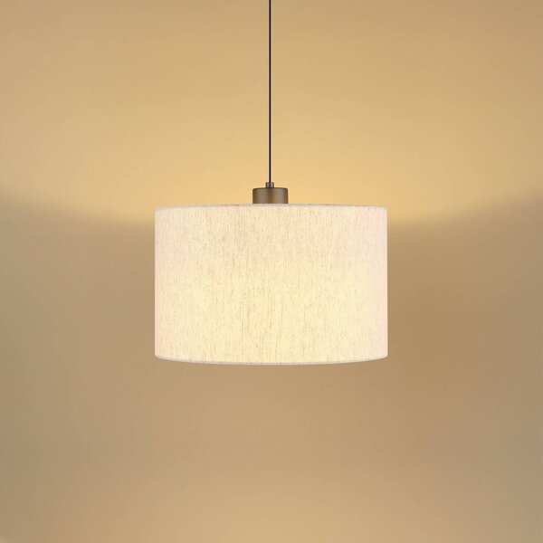 Globo Lampada LED a sospensione Thea, crema/nero opaco, lino, Ø 35 cm dimmerabile, Crema / Ambra, Soggiorno / Sala da pranzo, Tessuto / Stoffa / Seta, Scandinavo