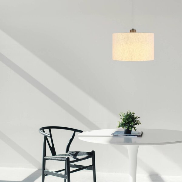 Globo Lampada LED a sospensione Thea, crema/nero opaco, lino, Ø 35 cm dimmerabile, Crema / Ambra, Soggiorno / Sala da pranzo, Tessuto / Stoffa / Seta, Scandinavo