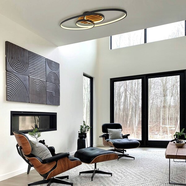 Globo Plafoniera a LED Tisha I, dimmerabile, Legno chiaro, Soggiorno / Sala da pranzo, Legno, Moderno, Plafoniera LED