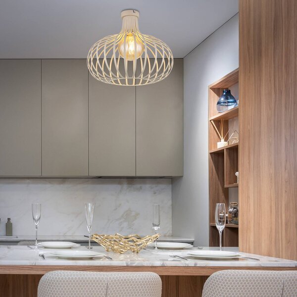 Globo Plafoniera soffitto Mateo, dimmerabile, Crema / Ambra, Soggiorno / Sala da pranzo, Metallo, Scandinavo, Plafoniera