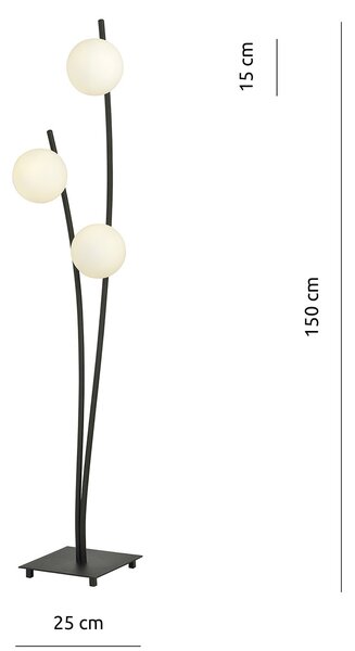 Piantana Contemporaneo Oceano Acciaio Nero 3 Luci E14 Ip20