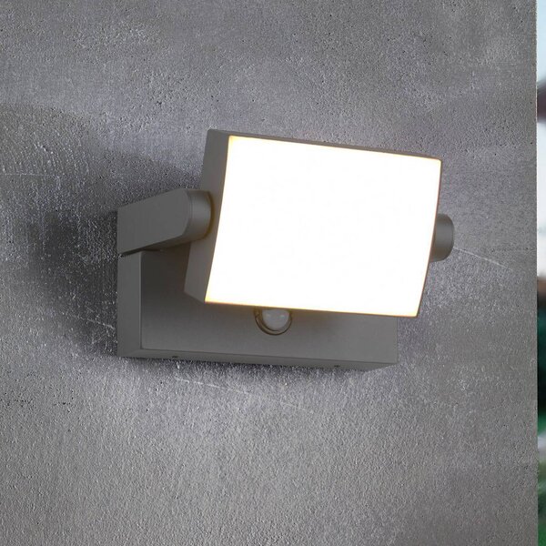 Trio Lighting Applique da esterni LED KANSAS antracite Larghezza 20 cm IP54, Nero, Alluminio, Moderno