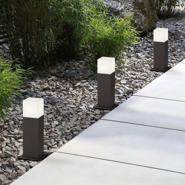 Trio Lighting Lampioncino HUDSON, antracite, altezza 30 cm, metallo IP44 HUDSON, Nero, Alluminio, Moderno, Lampada LED da esterni