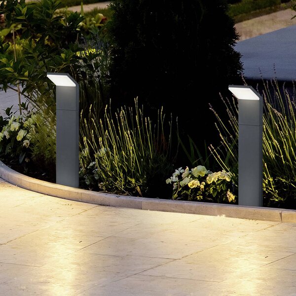 Trio Lighting Lampione a LED PEARL, altezza 50 cm, antracite, metallo, IP54 PEARL, Nero, Alluminio, Moderno