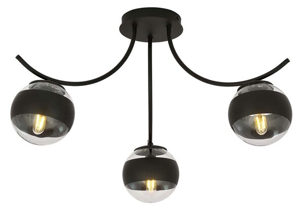 Plafoniera Moderna Coeo Acciaio Nero 3 Luci E14 Ip20