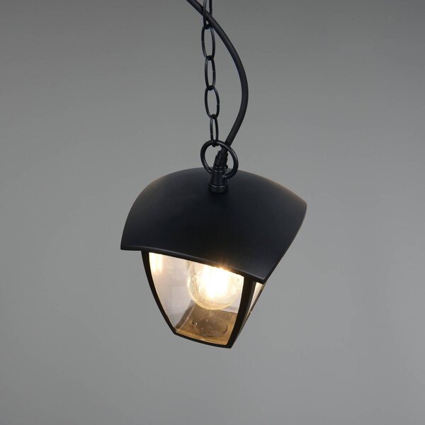 Trio Lighting Lampada a sospensione da esterno VENTA, nera, 17 x cm, metallo, IP44 dimmerabile, Nero, Alluminio