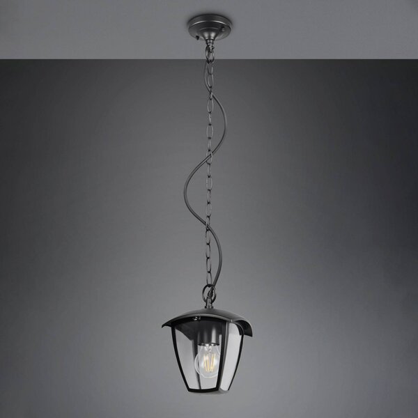 Trio Lighting Lampada a sospensione da esterno VENTA, nera, 17 x cm, metallo, IP44 dimmerabile, Nero, Alluminio