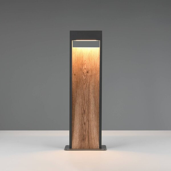 Trio Lighting Lampioncino da giardino SALMON, Legno chiaro, Alluminio, Moderno, Lampada LED da esterni