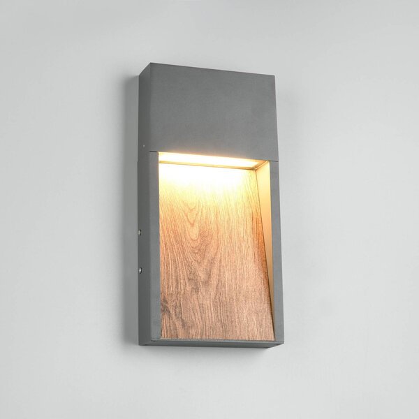 Trio Lighting Applique da esterni a LED SALMON, Legno chiaro, Alluminio, Moderno, Applique LED da esterni