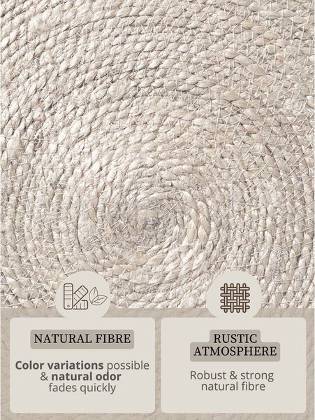 Tappeto rotondo colore naturale chiaro in iuta reversibile/tessuto a mano ø 150 cm Lina – Hanse Home