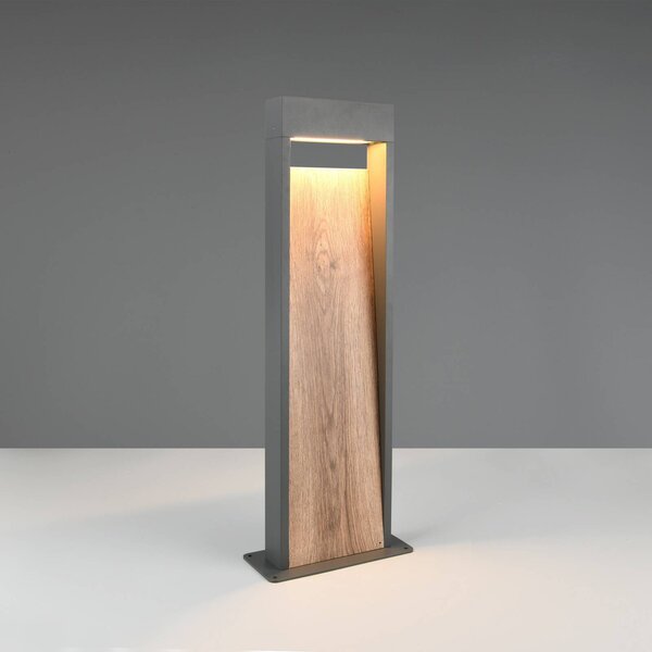 Trio Lighting Lampioncino da giardino SALMON, Legno chiaro, Alluminio, Moderno, Lampada LED da esterni