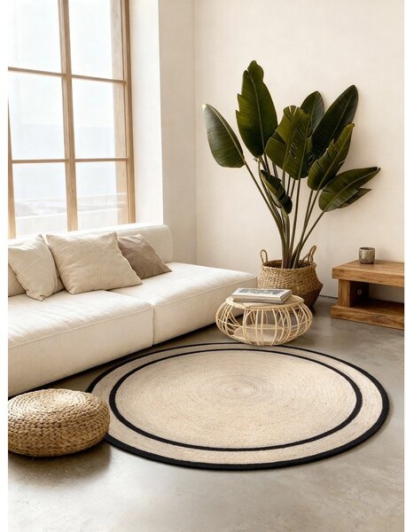 Tappeto rotondo colore naturale chiaro in iuta reversibile/tessuto a mano ø 150 cm Lina – Hanse Home