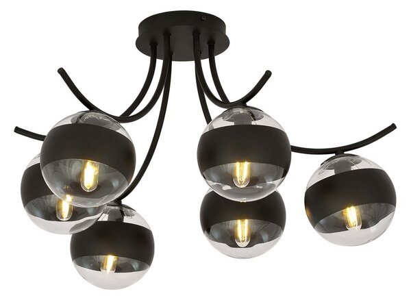 Plafoniera Moderna Coeo Acciaio Nero 6 Luci E14 Ip20
