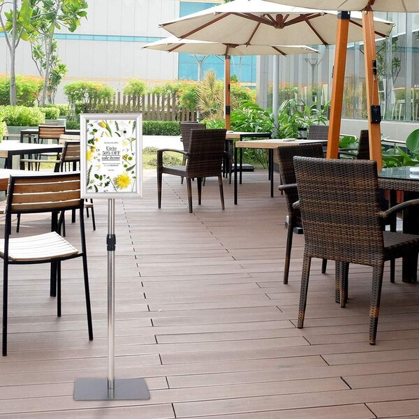 Espositore Poster Da Pavimento A4 - Regolabile In Altezza, Girevole 360°, Acciaio Inox, Per Ristoranti O Showroom