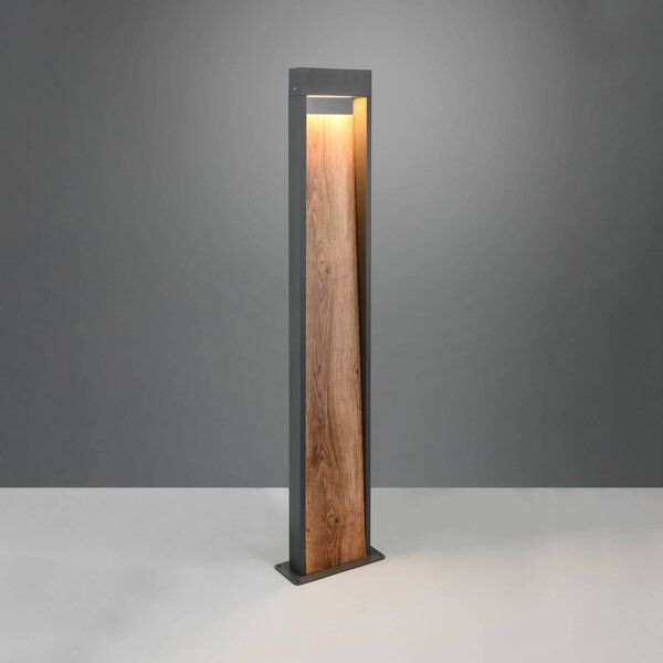 Trio Lighting Lampioncino da giardino SALMON, Legno chiaro, Alluminio, Moderno, Lampada LED da esterni