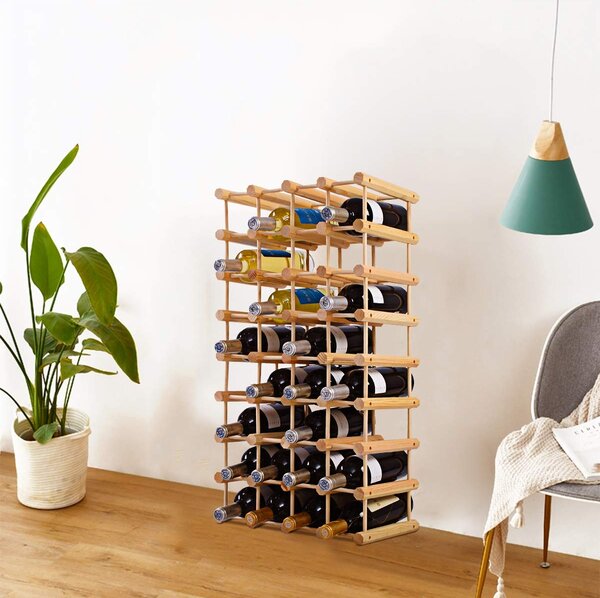 Costway Portabottiglie di vino in legno da 40 bottiglie Scaffale per bottiglie di vino Cantinetta portavino 85x44x24 Naturale>