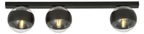 Plafoniera Moderna Giapeto Acciaio Nero 3 Luci E14 Ip20