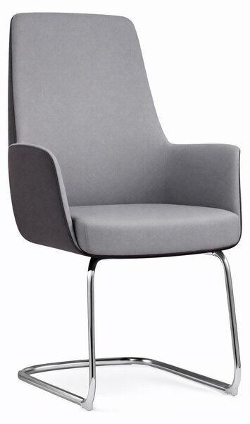 Poltrona da ufficio moderna, grigia, con braccioli e design elegante