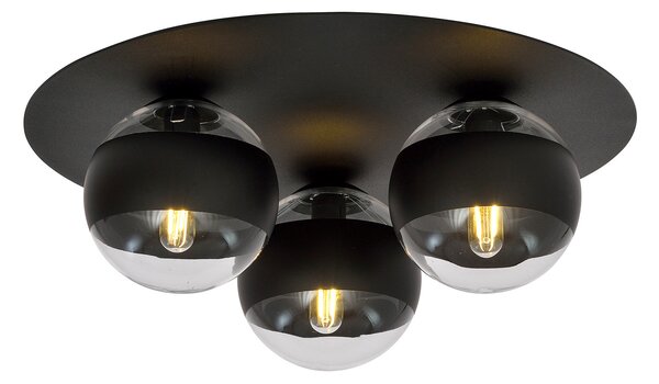 Plafoniera Minimal Mnemosine Acciaio Nero 3 Luci E14 Ip20