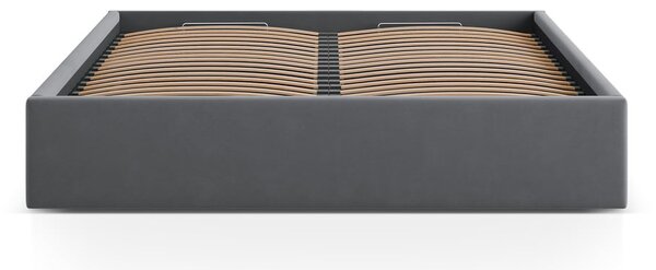 Letto matrimoniale imbottito grigio con contenitore/senza testiera con rete inclusa 180x200 cm Susan – Micadoni