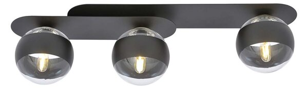 Plafoniera Minimal Teia Acciaio Nero 3 Luci E14 Ip20