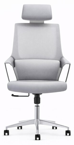 Sedia da ufficio ergonomica, bianca, con poggiatesta regolabile