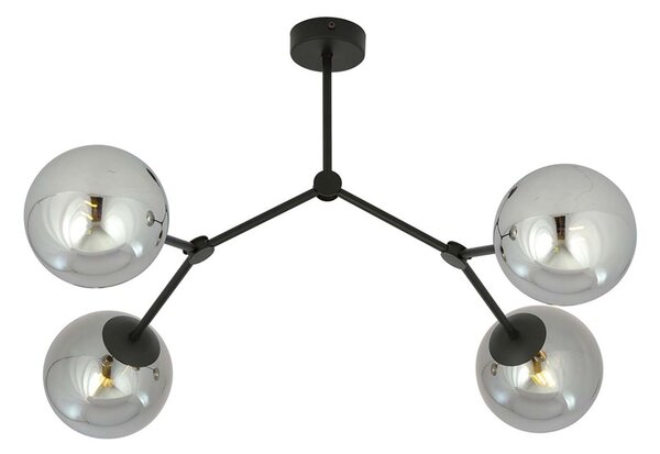 Plafoniera Minimal Iperione Acciaio Nero Grigio 4 Luci E14 Ip20