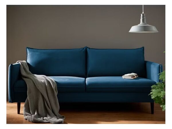 Divano blu scuro con rivestimento in velluto 203 cm Juli – Ropez