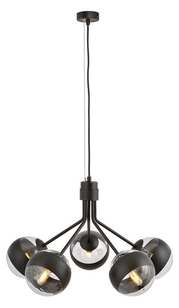 Lampadario Contemporaneo Orione Acciaio Nero 5 Luci E14 Ip20