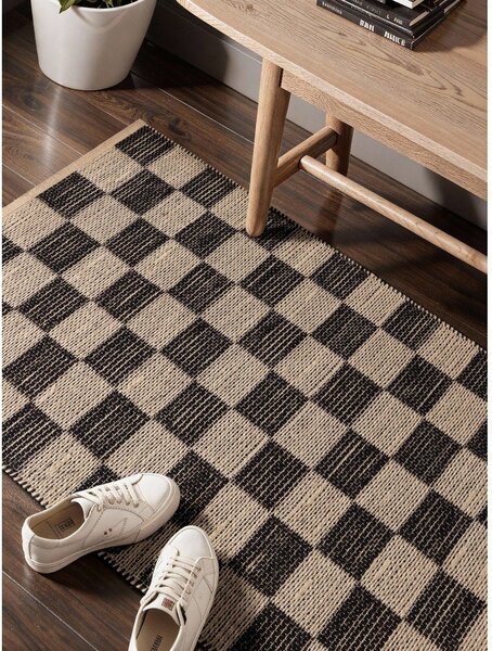 Passatoia nera/color crema in misto iuta reversibile/tessuta a mano 80x200 cm Rex – Hanse Home