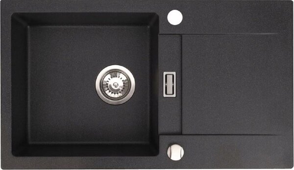 Lavello QLS 76x44 cm con sgocciolatoio Siphon reversibile - Runner Black 11195
