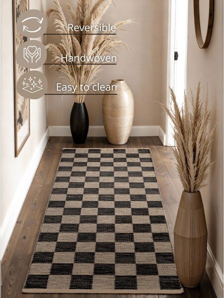 Passatoia nera/color crema in misto iuta reversibile/tessuta a mano 80x200 cm Rex – Hanse Home