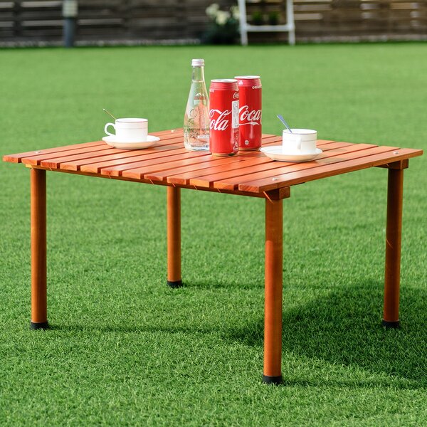 Costway Tavolo di legno arrotolabile da campeggio pieghevole, tavolo da picnic portatile con borsa di trasporto, Marrone>