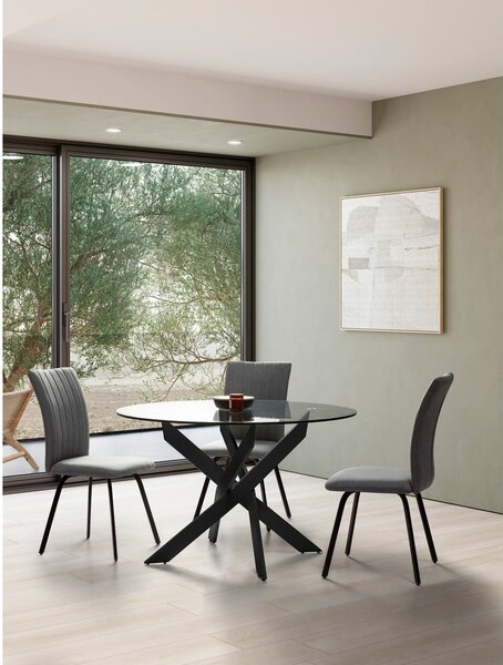 Tavolo da pranzo rotondo con piano in vetro 120x120 cm Ruth - Marckeric