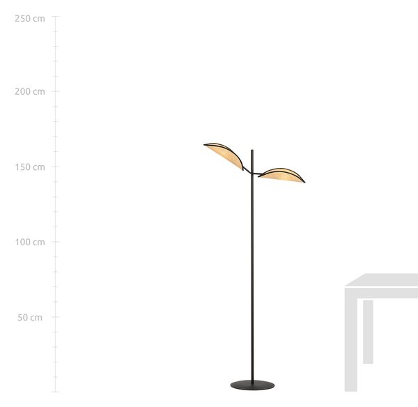 Piantana Moderno Eridano Acciaio Nero Marrone 2 Luci E14 Ip20