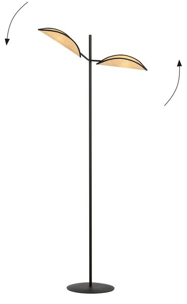 Piantana Moderno Eridano Acciaio Nero Marrone 2 Luci E14 Ip20