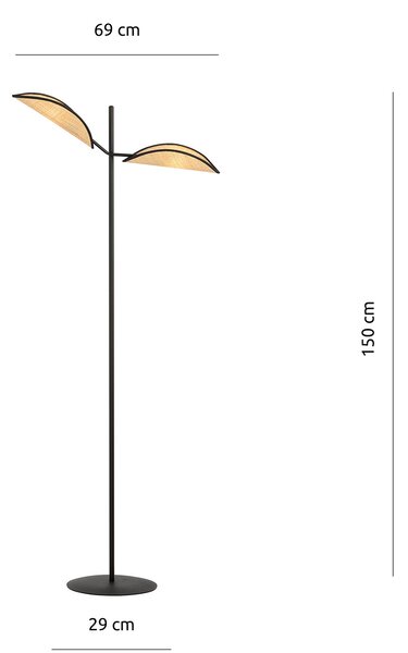 Piantana Moderno Eridano Acciaio Nero Marrone 2 Luci E14 Ip20
