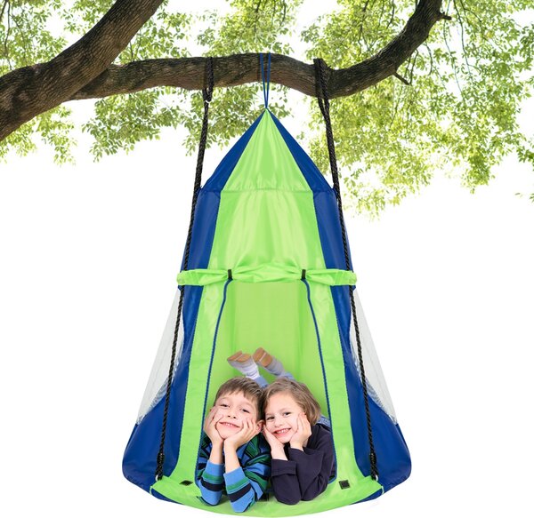 Costway Altalena con tenda da esterno e interno, Altalena con sedile per  bambini e bambine, Verde>