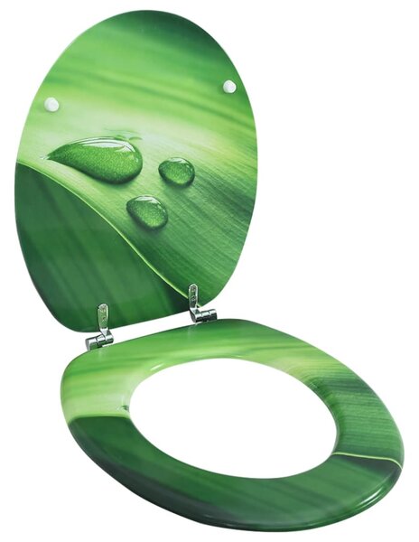 Tavoletta WC con Coperchio MDF Verde Design Goccia d'Acqua