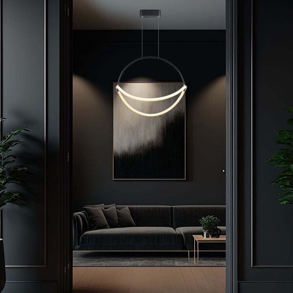 Lampada a sospensione a LED, alluminio nero, bianco neutro, H 170 cm
