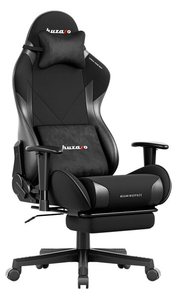 Huzaro Force 5.7 Black - Sedia da gioco, braccioli 2D, inclinazione 155°, poggiapiedi, cuscino cervicale e lombare, certificata SGS, 136 kg