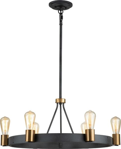 Quintiesse QN-SILAS-6P-DZ - Lampadario a stelo SILAS 6xE27/60W/230V nero/oro