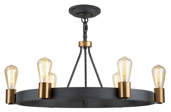 Quintiesse QN-SILAS-6P-DZ - Lampadario a stelo SILAS 6xE27/60W/230V nero/oro