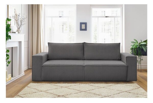 Divano in velluto a coste grigio scuro 245 cm Nihad - Bobochic Paris