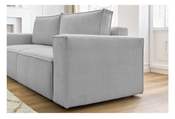 Divano letto in velluto a coste grigio chiaro 245 cm Nihad - Bobochic Paris