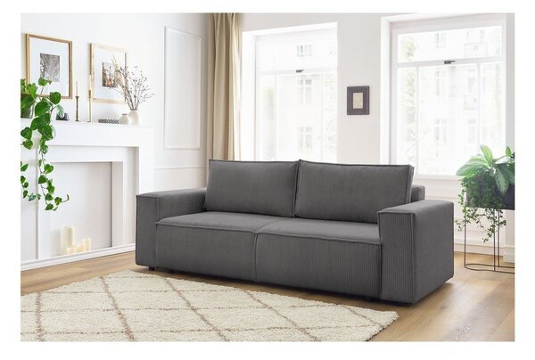 Divano in velluto a coste grigio scuro 245 cm Nihad - Bobochic Paris
