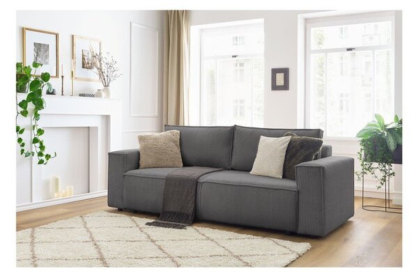 Divano in velluto a coste grigio scuro 245 cm Nihad - Bobochic Paris
