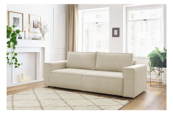 Divano letto in velluto a coste beige 245 cm Nihad - Bobochic Paris