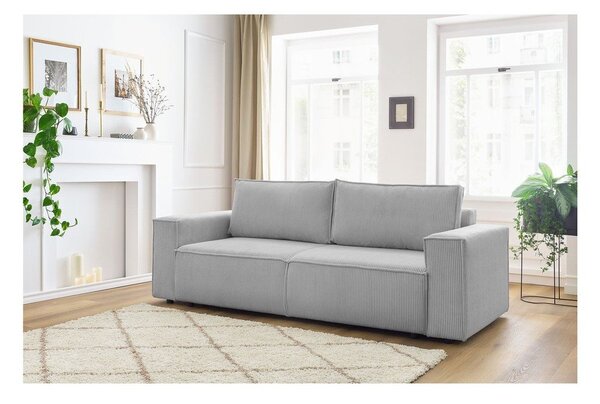 Divano letto in velluto a coste grigio chiaro 245 cm Nihad - Bobochic Paris